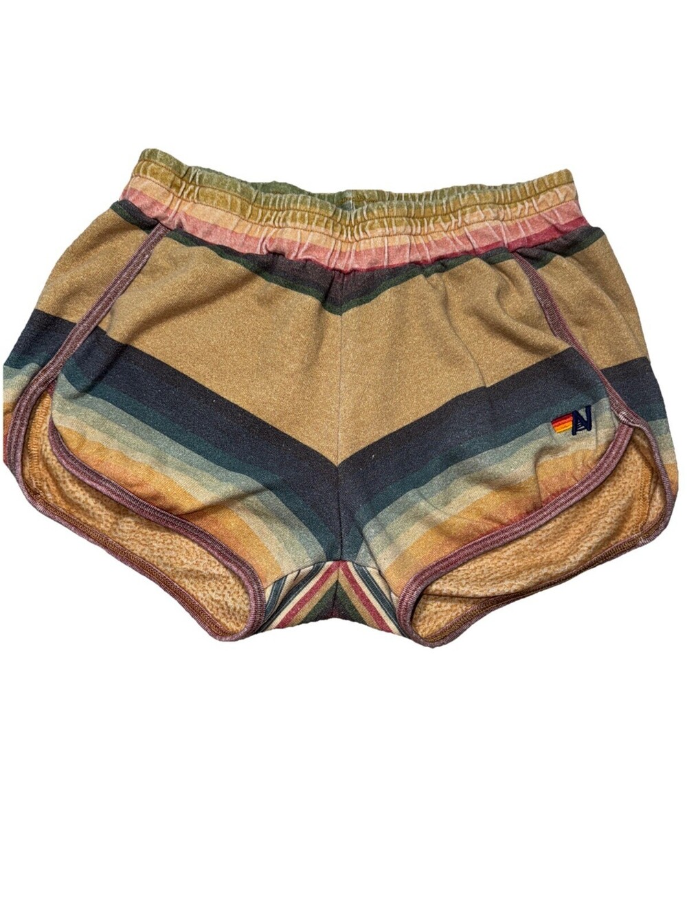 121 Aviator Nation Rainbow Stripe Sweat Shorts Womens Retro Size S